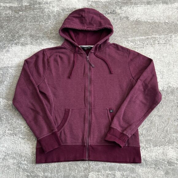 Pact Organic Cotton Womens Large Zip Up Hooded Sweatshirt Burgundy Pockets - Picture 1 of 8